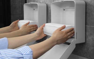 Hygiënedispenser voor handzeep en papierhanddoeken