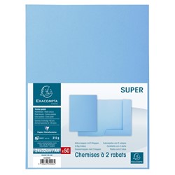 Pak van 50 dossiermappen met 2 kleppen SUPER 250 - 24x32cm-Lichtblauw 