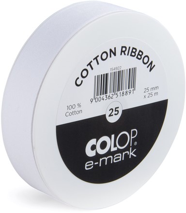 Lint Colop E-mark 25mmx25m wit