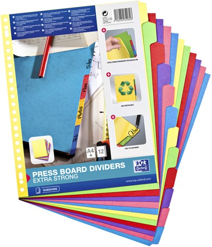 PACK 2° à halve prijs - Tabbladen Oxford A4+ 23-gaats 12-delig karton kleur