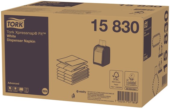 Servet Tork N14 Xpressnap Fit Advanced multifold 2-laags 213x165mm 720 vel wit 15830 - Wuestman