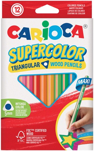 Kleurpotlood Carioca Supercolor Triangular set à 12 kleuren