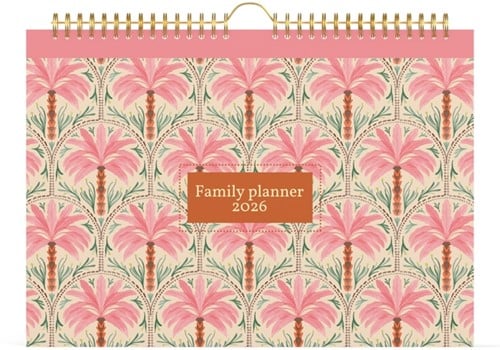 Familiekalender 2026 Lannoo 310x220 Exotic palms 7dagen/1pagina roze