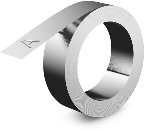 Reliëftape Dymo embossing zelfklevend aluminium 12mm zilver