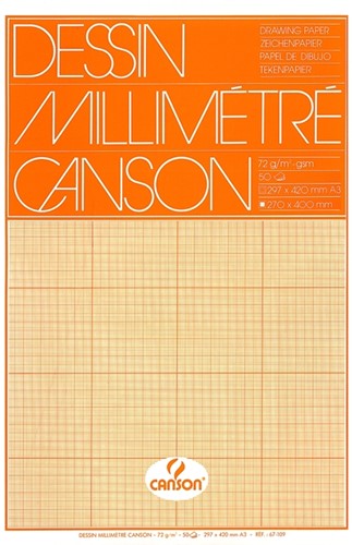 Millimeterblok Canson A3 lichtbruin 50 vel