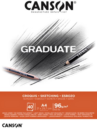 Schetsboek Canson Graduate Croquis A4 96gr 40 vel