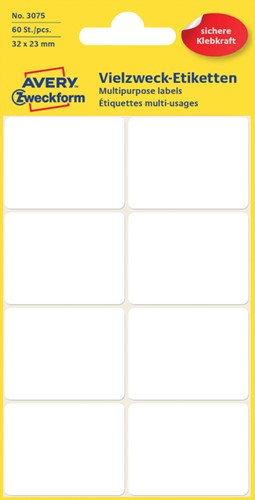 Etiket Avery Zweckform 3075 32x23mm wit 60stuks