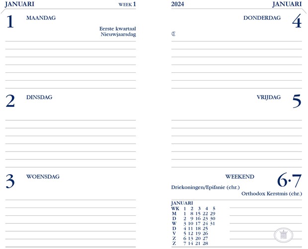Agenda 2025 Ryam Memoplan 7 Plus Mundior 7dagen/2pagina's assorti